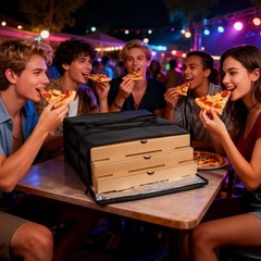 Insulated Pizza Delivery Bag Thermal Food Carrier w/ Handles Dual Zipper 20x20x8