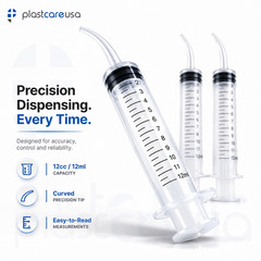12cc Oral Dental Syringes Monoject Style Disposable Plastic Curved Tip (5 Pack)