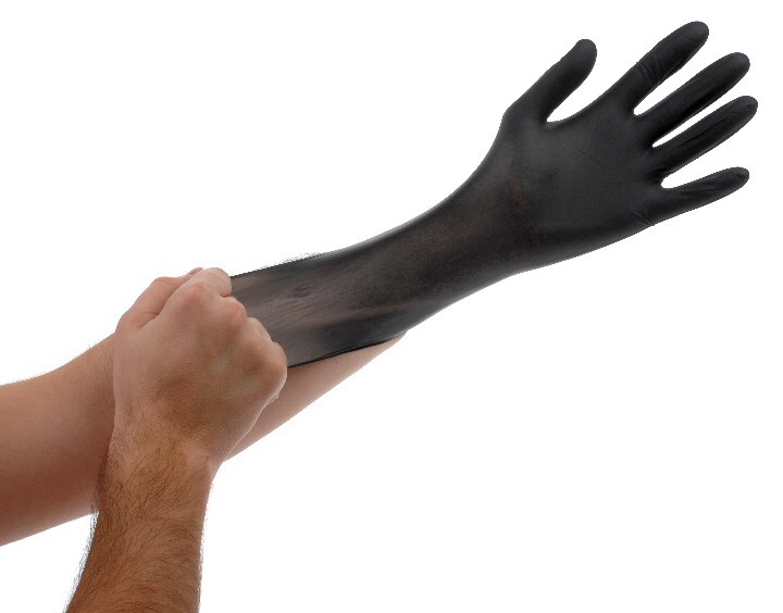 Box of 100pcs Black Lightning Nitrile 6Mil Gloves Size Medium by Atlantic Safety