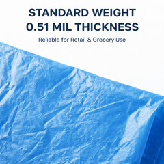 Bags 1/6 Large 21 x 6.5 x 11.5 Blue T-Shirt Plastic Grocery Shopping Bags F&S