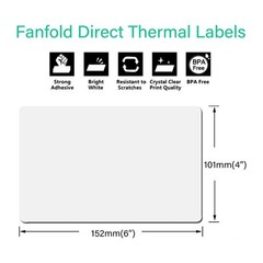 500/Stack 4×6 Fanfold Direct Thermal Shipping Labels Perforated Mailing Labels