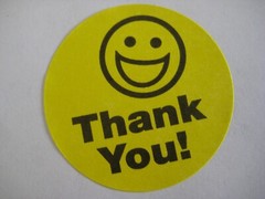 500 BIG THANK YOU SMILEY LABEL STICKERS yellow……………..free shipping!