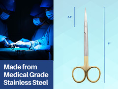 Scissors Surgical 5″ Curved Gold Plated Handle Tungsten Carbide ARTMAN