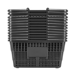 Uimoso Set of 12 Stackable Black PE Shopping Baskets with Handles for Groceries