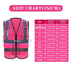 Xsmall Pink High Visibility Mesh Safety Reflective Vest With Pockets And Zipper