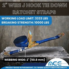 Heavy Duty 2″ x 30′ Ratchet Strap w/ J Wire Hook Flatbed Truck Trailer Tie Down