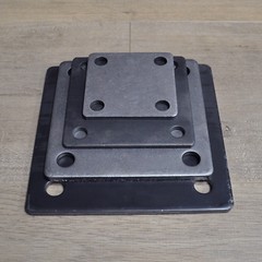 FLAT SQUARE STEEL BASE PLATES WITH 4 HOLES | 3×3 4×4 5×5 6×6 8×8 | QTY Discounts