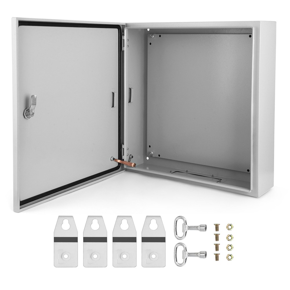20″Lx20″Hx6″W, IP66 Steel Electrical Enclosure Box with Lock & Waterproof Seal