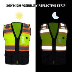 Safety Vest for Men High Visibility Mesh Vest Reflective with 8 Pockets and Z…