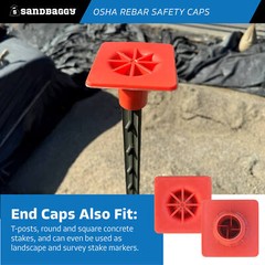 Sandbaggy OSHA Rebar Safety Caps (Impalement Protection) | Rebar #3-8 [USA Made]
