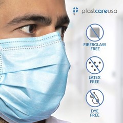 PlastCare USA ASTM Level 1 3-Ply Face Masks, Disposable Blue Masks in 50 or 1…