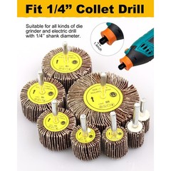 8 Pcs Flap Wheel Sander Set, 1/4″ Shank 8Size Flapper Wheel, SHITIME Long-Lastin