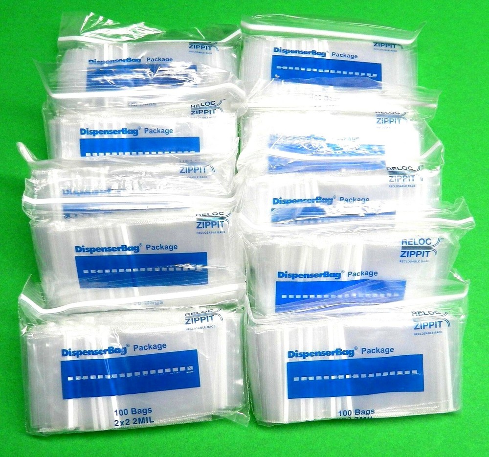 1000 Zippit Reloc Bags 2mil 2×2 Small Clear Poly 2″ x 2″ 1,000 Baggies