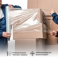 4 Rolls Hand Stretch Wrap Shrink Film Banding 18″ x 1500′ 12 Micron MADE IN USA
