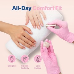 Schneider Nitrile Exam Gloves, Pink Disposable 4 Mil, Latex & Small