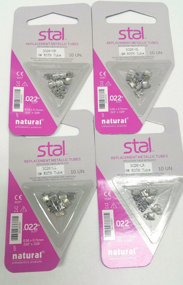 NATURAL ORTHODONTIC TUBES 1st Molar – Roth 0.022 – Convert – 10 pcs per quadrant