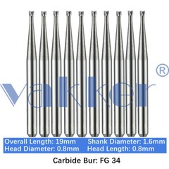 Vakker Dental Tungsten Carbide Burs for High Speed Handpiece FG Friction Grip