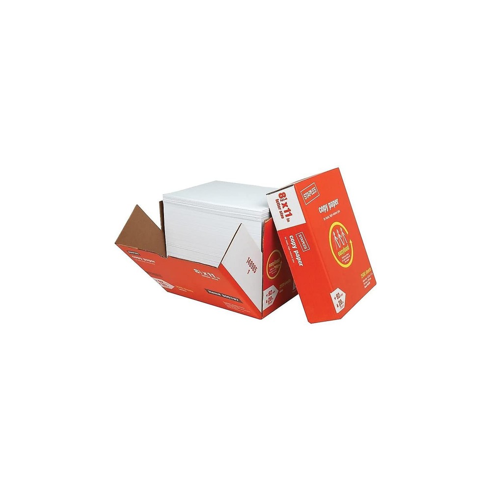 Staples 8.5-Inch X 11-Inch Copy Paper 20 Lbs 92 Brightness 2500/Carton, White