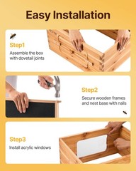 VEVOR Bee Hive Langstroth Medium Beehive Kit 10 Frames Acrylic Bee Windows