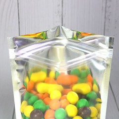 100 Pcs Food Safe Silver QuickQlick™ Stand Up Bag with Single Sided Clear Window