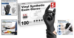 Ambidextrous 4 Mil Vinyl Gloves – Black, 100 Count, Food Safe & Latex-Free