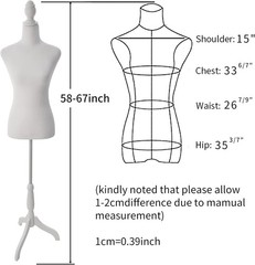 White Female Dress Form Mannequin Torso Body with Adjustable Tripod Stand Show