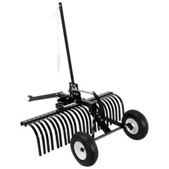 VEVOR 48in Tow Behind Landscape Rake 24 Tines Lawn Dethatcher Height Adjustable