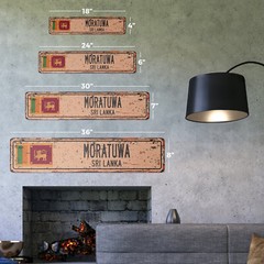 MORATUWA SRI LANKA Vintage Street Sign Sri Lankan flag city country road rustic