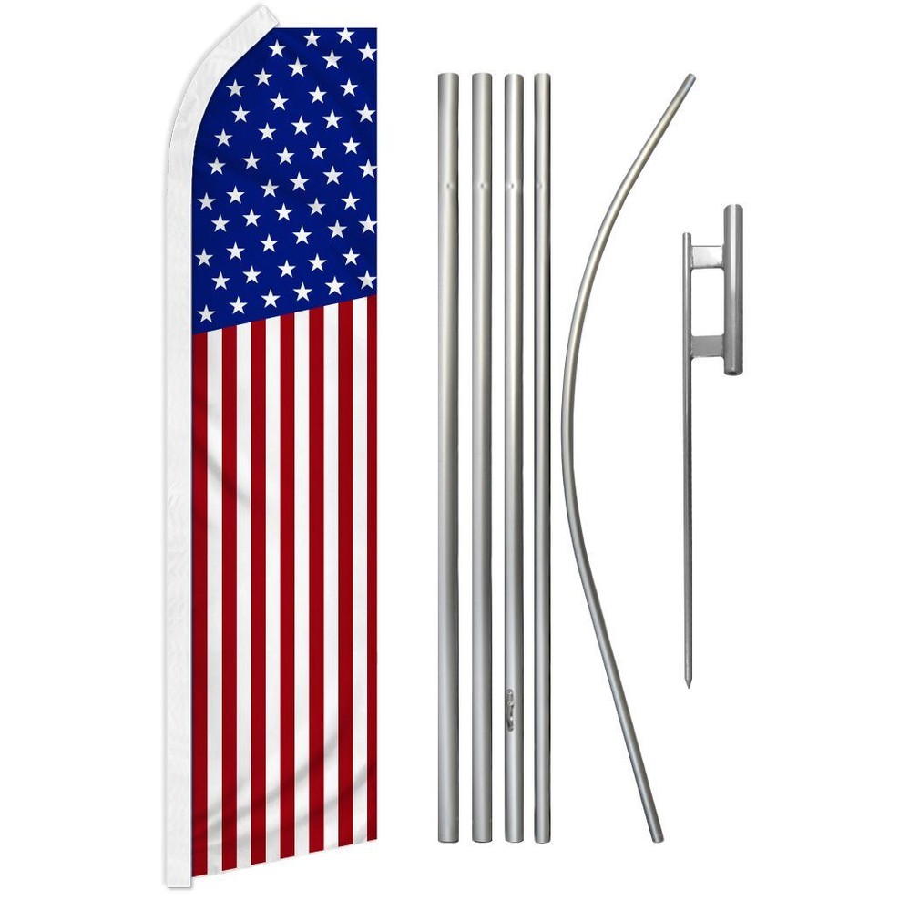 “USA” Advertising Super Flag & Pole Kit fifty 50 stars stripes America US