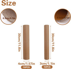 30 PCS Paper Cardboard Tube, 1.57” and 1.18” in Diameter Kraft Thick Paper Tow