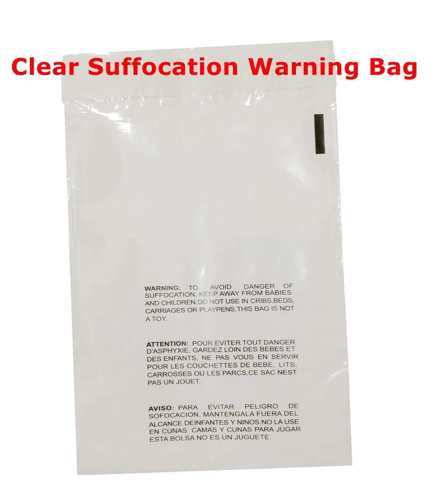 500 10×13 Self Seal Suffocation Warning Clear Poly Bags 1.5 mil Free Shipping