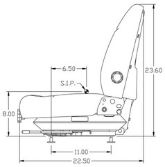 Milsco Black Vinyl V5300 Seat and Suspension with 11.25″ x 11″ Mounting W/ Arms