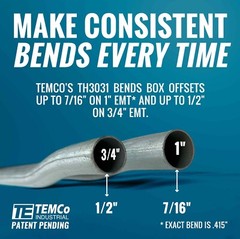 TEMCo Industrial TH3031 1″ & 3/4″ Conduit Offset Bender