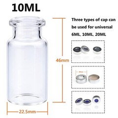 3000pcs 10ml 20mm Sample Vials Crimp Top Glass Bottle HPLC Beveled Edge Top ASTM