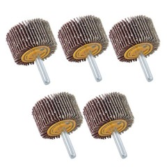 Aluminum Oxide Shank Mounted Flap Wheels, 1-1/2″ x 1″ x 1/4″, 60 Grit – 5 Pack