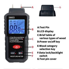 Digital LCD Wood Moisture Meter Detector Tester Wood Firewood Paper Cardboard。