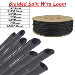 Braided Split-Sleeve Wire Loom for High-Temp Auto Harness Wrapping 5’&28’Length