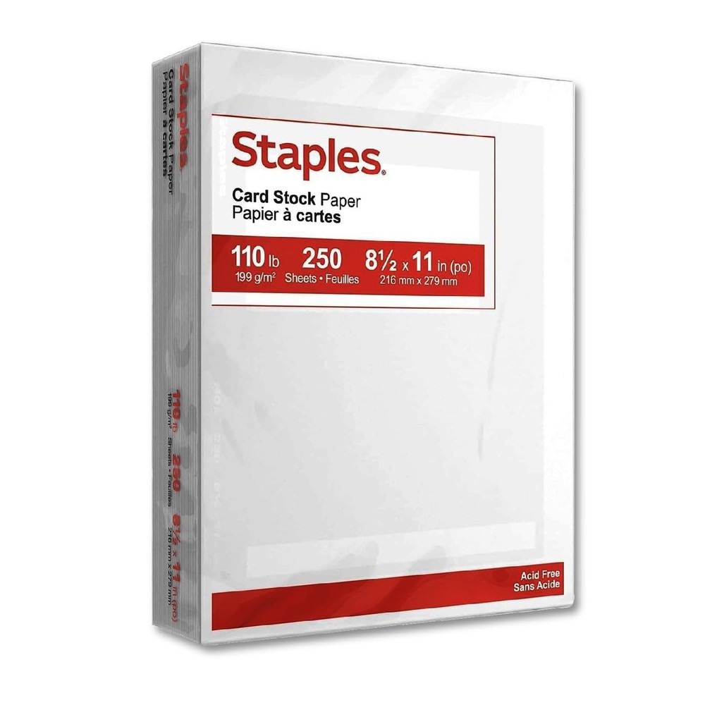 Staples Cardstock Paper, 8.5-Inch x 11-Inch Paper 8.5 x 11 inches, White
