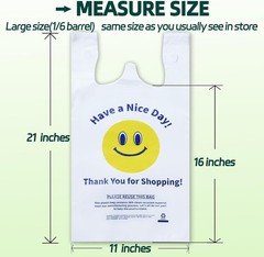 100 White Heavy Duty Thank You Plastic T-Shirt Shopping Bags, 0.8 Mil 11x6x21″