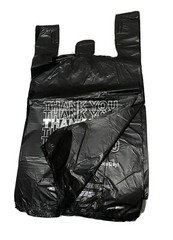 Bags 1/6 Large 21 x 6.5 x 11.5 THANK YOU Black T-Shirt Plastic Shopping Bags