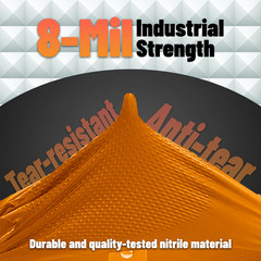 Heavy Duty Orange Industrial Nitrile Gloves with Raised Diamond Texture, 8-mil