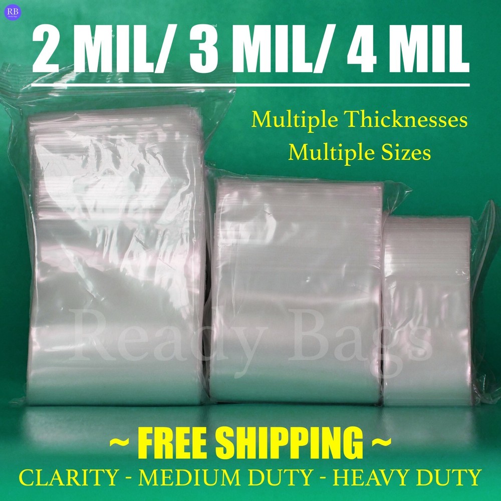 Clear Plastic Zip Lock Bags 2Mil 3Mil 4Mil Poly Reclosable Seal Jewelry Baggies