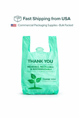 Bags 1/6 Large 22 x 6.5 x 12 Biodegradable T-Shirt Plastic Grocery Shopping Bags