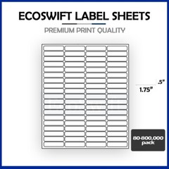80-800,000 1 3/4 x 1/2 EcoSwift Laser Address Shipping Adhesive Labels 80/sheet