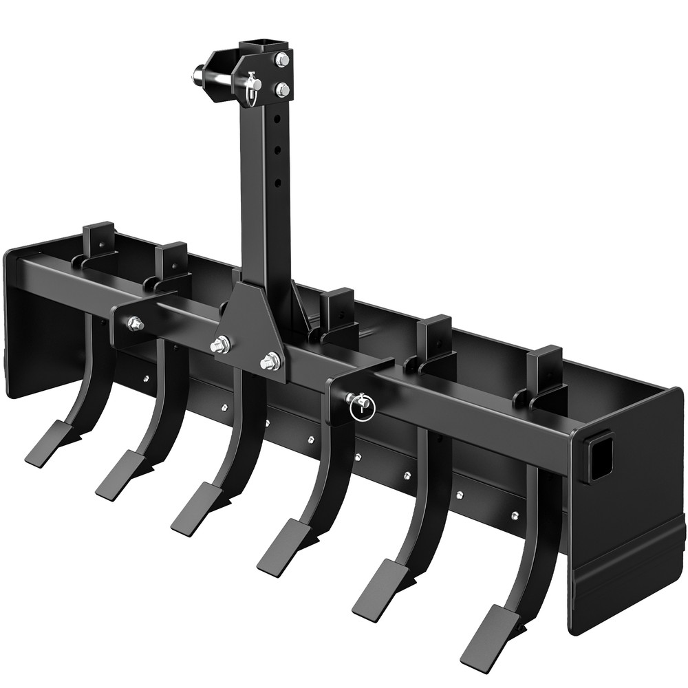 55″ Width Box Blade Tractor Attachment W/ 6 Scarifier Shank Cate 0 & Cat 1 Heavy
