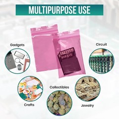 Plastics Pink Anti-Static Seal Top ZipLock Reclosable Poly Bags 4Mil All Size