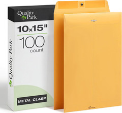 Clasp Envelopes, Brown Kraft, 10 X 15 Inches, Box of 100 (37898)