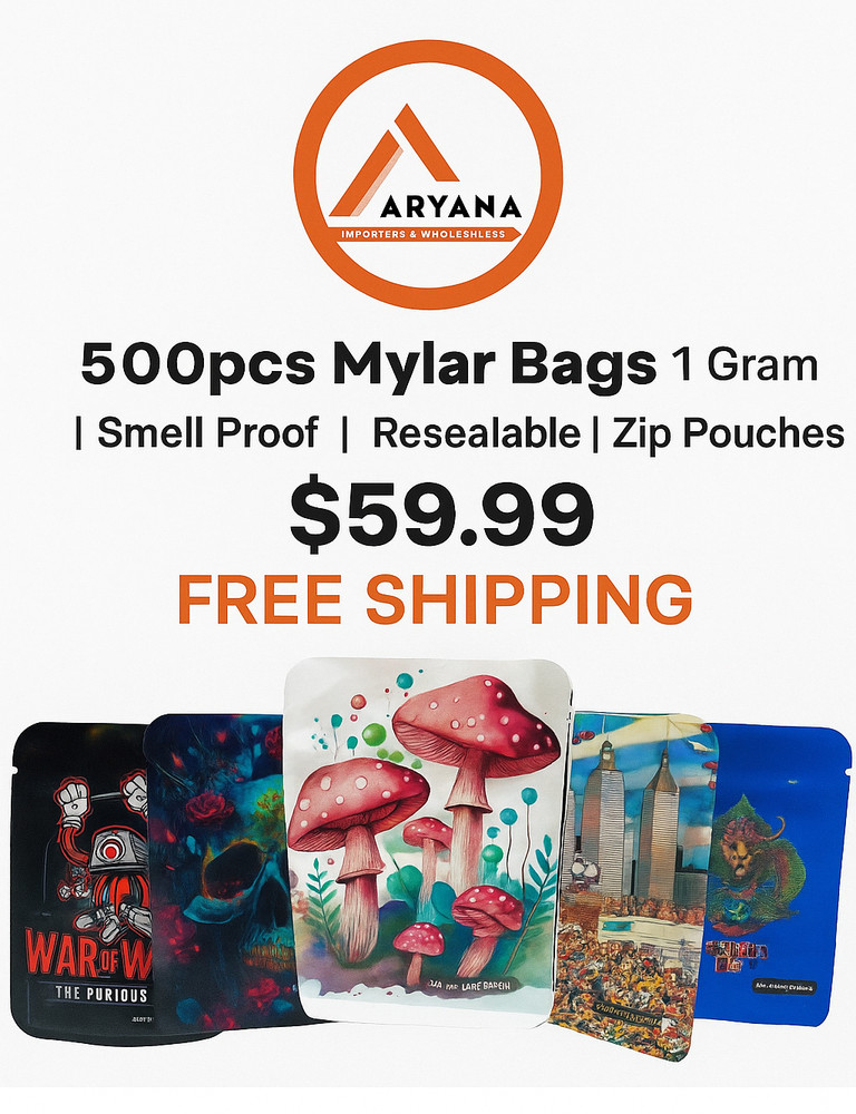 500pcs 1-Gram Mylar Bags – Smell Proof | Resealable Zip Pouches | Mixed Designs