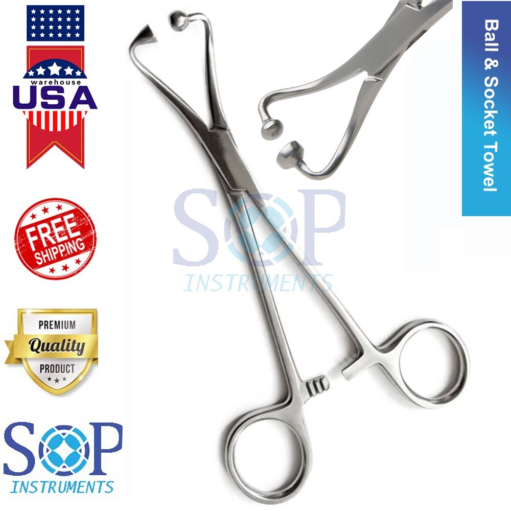 Ball & Socket Towel Clamp 5.5″ with Ratchet Locking Surgical Instrument