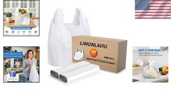 Bulk 100 Plastic Grocery Bags with Handles – Perfect for Small Business & Retail